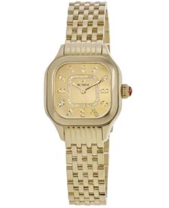 New Michele Meggie Diamond Gold Tone Dial 18K Women's Watch MWW33B000013 - Picture 1 of 4