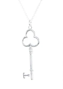 Macizo Collar Mujer Llave Trébol Plata de Joyería Colgante Ø 56mm - Imagen 1 de 2