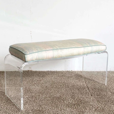 Postmodern Lucite Waterfall Bench Cover