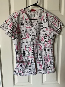 Dickies Hope Breast Cancer Awareness White Scrubs size XS 6 Pockets 24”x18” in - Picture 1 of 7