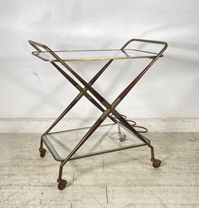 CARRELLO BAR DESIGN CESARE LACCA ANNI 70 VINTAGE ITALY BER TROLLEY 2 RIPIANI OLD - Foto 1 di 15