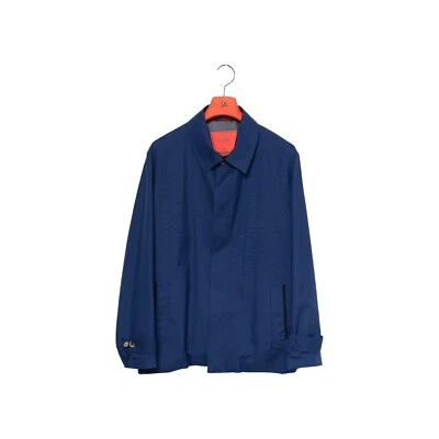 $3200 ISAIA "San Gennaro" Blue Techno Cashmere Jacket Trench Coat 48 US / 58 EU - Image 1 of 4