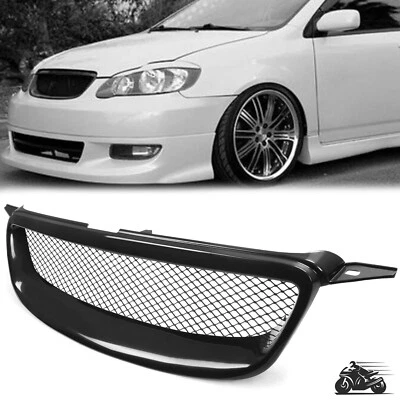 For Toyota Corolla 03-07 Glossy Black Metal Mesh Front Bumper Hood Grill Grille - Image 1 of 4