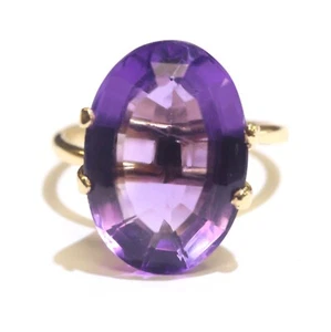 Anello oro giallo 18 carati grande ovale ametista 20x13,5 mm quarzo viola pietra preziosa 5,7 g - Foto 1 di 8
