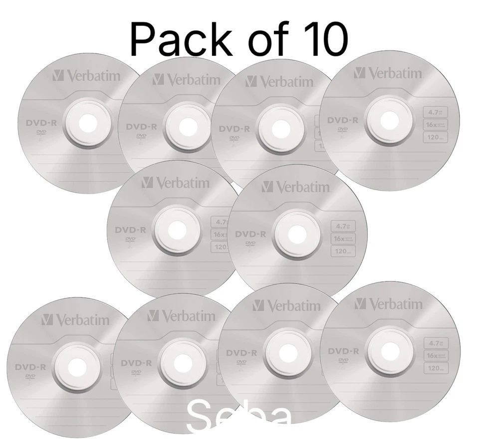 Verbatim DVD-R Blank Media 16x Speed  4.7GB  Blank Discs In Sleeves Pack of 10 - Image 1 of 1
