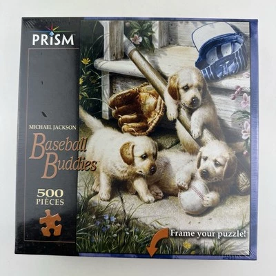 Baseball Buddies Puzzle Puppies Art by Michael Jackson 500 piece New Sealed - Image 1 of 4
