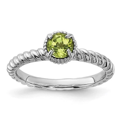 Anillo de peridoto expresiones apilables de plata de ley talla 8 Foto 1 de 4