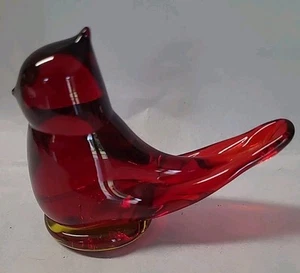 Vintage W. Ward Cardinal Of Love Amberina Bird Base Titan Art Glass SIGNED 1987 - Picture 1 of 9