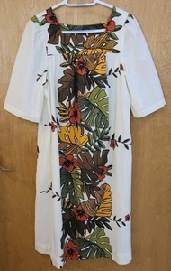 Vintage Hilo Hattie Hawaii Tunika Muumuu Kleid Blumen Hibiskus Made in USA Medium - Bild 1 von 8