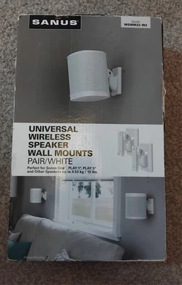 SANUS UNIVERSAL WIRELESS SPEAKER WALL MOUNT SINGLE WHITE MODEL WSWM22-W2 - Image 1 of 4
