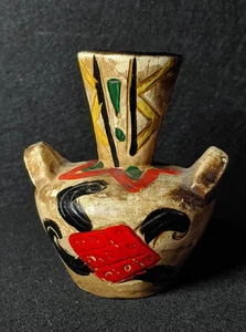 Vase, authentische indische Symbole, 4 3/4 Zoll - Bild 1 von 4