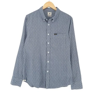 Vintage Lee Men Shirt Grey Striped Cotton Fk3 Size M - Picture 1 of 8