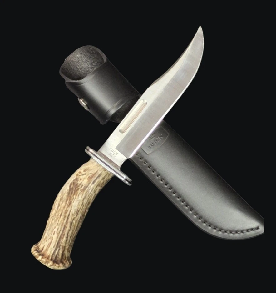 Buck 119 Special Knife Custom Crown Stag Antler Handle Leather Sheath  2024 USA - Image 1 of 4
