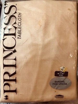 Vintage Bardwil Linens Princess Peach Colored Tablecloth 60" x 84" Oval - Image 1 of 4