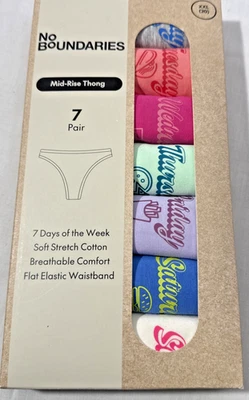 Women's Mid-Rise Thong Panties Size XXL 7 Days of the Week Pack Soft (Pack of 7) - Image 1 of 4
