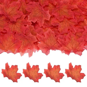500Pcs Artificial Maple Leaves, Fake Fall Leaves Faux Autumn Leaf Sunset Red - Picture 1 of 7