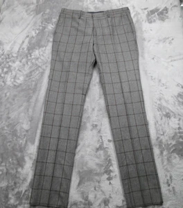 Peter Millar Pants Mens 36R Gray 100% Wool Windowpane Casual Trousers - Picture 1 of 19