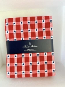 Brooks Brothers Oblong Table Cloth Plaid Red Blue Stars Independence 60x120 - Picture 1 of 4