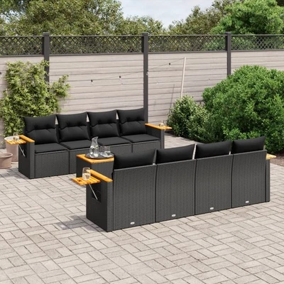 Gartenmöbel Sofa Garnitur Lounge Sitzgruppe mit Kissen 9-tlg. Poly Rattan vidaXL - Bild 1 von 4