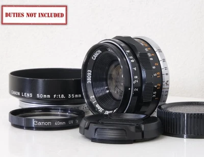[Almost MINT w/Hood] Canon 35mm f/2 Wide Angle LTM L39 Leica Range Finder JAPAN - Image 1 of 4