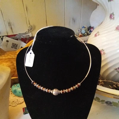 925 silver hoop necklace with silver beads From Rajasthan No25 - Image 1 of 4