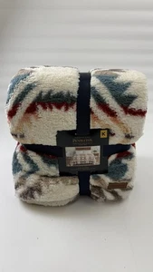 Pendleton King Blanket 112x92 Plush Fleece White Multi Southwest Aztec Polyester - Picture 1 of 6