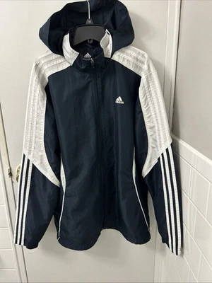 Chaqueta Adidas Para Hombre Mediana Negra Blanca Ligera Cortavientos Pista Cremallera Completa L/S Foto 1 de 4