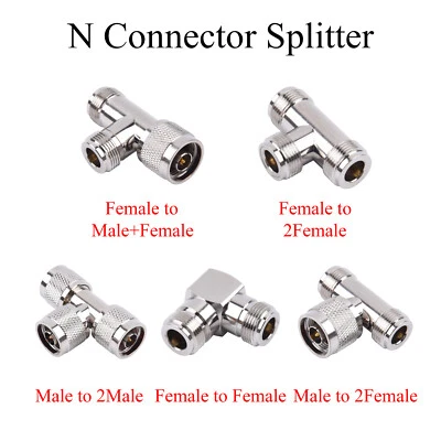 5PC RF Coaxial Connector Splitter N Male/Female to N Male/Female Adapter - Image 1 of 4