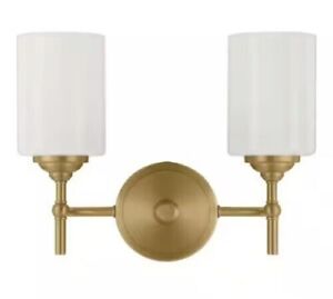 Home Decorators Ayelen 2 Light Vanity Light Matte Brushed Gold Brass 
