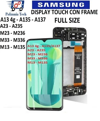 DISPLAY TOUCH FRAME SAMSUNG GALAXY M23 M 23 4g - M236 VETRO NERO PARI ORIGINALE - Immagine 1 di 4
