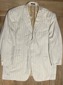 Tiglio Luxe Super 150’s Merino Extrafine Wool Beige Sport Jacket Mens 52L Italy - Picture 1 of 13