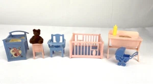 Renewal Nursery Dollhouse Furniture Crib, Highchair, Playpen & More 8 Piece Vtg - Imagen 1 de 10