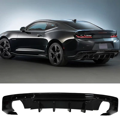 For Chevy Camaro SS LT LS 2016-2020 Painted BLK Rear Bumper Lip Diffuser Spoiler Foto 1 de 4