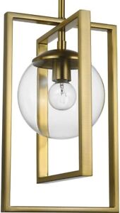 Atwell Collection 1-Light Clear Glass Luxe Pendant Light Brushed Bronze