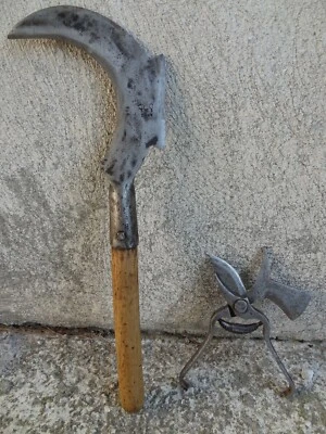 anciens outils de vigneron serpe à huppe sécateur art populaire - Photo 1/4