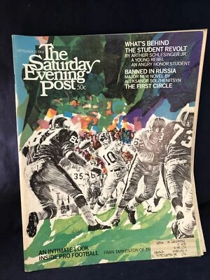 1968 Saturday Evening Post Magazine September 21 Pro Football Fran Tarkenton - Image 1 of 4