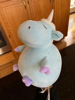 Miniso Life Plush Unicorn Blue Round Soft Pillow Stuffed Animal 10” - Image 1 of 4