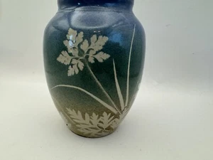 Vintage Pottery Vase Signed Leaf Ecoprint 4.5” Gradient Glaze - Picture 1 of 10