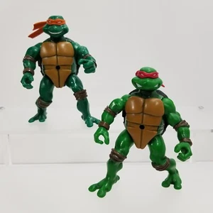 Playmates: 2002 Tartarughe Ninja Teenage Mutant - Figure Michelangelo & Raffaello - Foto 1 di 16