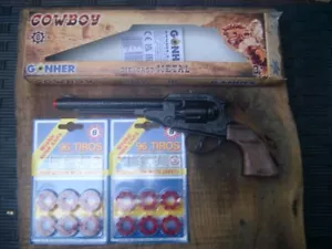 Gonher Spielzeugpistole, 8 Schuss Cowboy Revolver Pistole+192 Schuss - Bild 1 von 7
