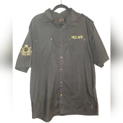 Red Ape Authentic Mens Short Sleeve Black Button Down Shirt Size 3XL - Image 1 of 4