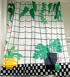 Cortina de ducha Ikea SNOJONKVILL, hojas de plantas blancas/verdes Monstera 71x71" - NUEVA - Imagen 1 de 7