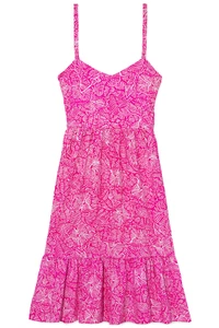 Women's Dress - Printed Floral Dress - Sundress - Small - Neon Pink - Picture 1 of 4