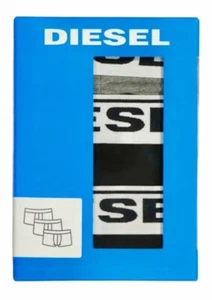 Diesel Sebastian Long Trunks Boxer Shorts Briefs 3 Pack Large Black Gray Cotton - Picture 1 of 9
