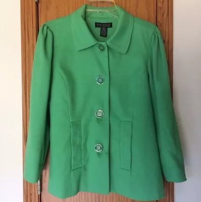 Dialogue Textured Green Lined Jacket Blazer Coat Career Size S Retro Long Sleeve - Image 1 of 4