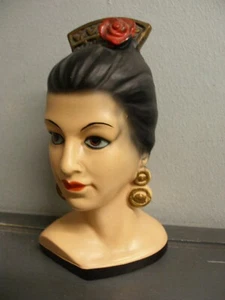 MCM ART DECO KUNSTFIGURALE BÜSTE SKULPTUR von ELEGANTER SPANISCHER SENORITA mit PAMETA - Bild 1 von 6