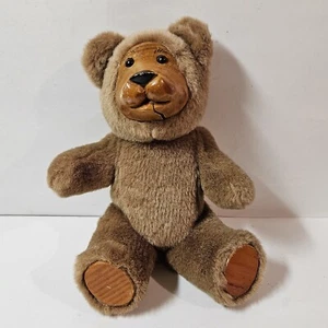 FTD Collector's Series Teddy Bear With Wood Face & Paws 5 Way Jointed Plush Toy - Picture 1 of 6