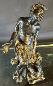 Rara statua Fauno Diavolo in bronzo XIX secolo - Bacco Eros Curiosa antica - Foto 1 di 6