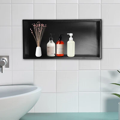 Nicho de pared de ducha 24 x 12 masilla en estante de almacenamiento de ducha acero inoxidable negro - Imagen 1 de 4