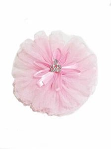 NEW Couture Clips Easter Girls Pink Tulle Hair Bow Princess Crown w/Clip 5" - Picture 1 of 4